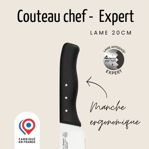 couteau-de-chef-affidenté-manche-ergonomique