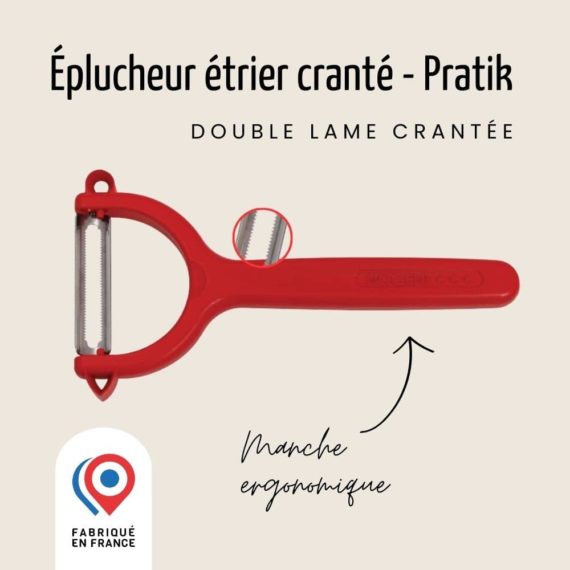 éplucheur-à-étrier-cranté-double-lame-manche-rouge-polypro