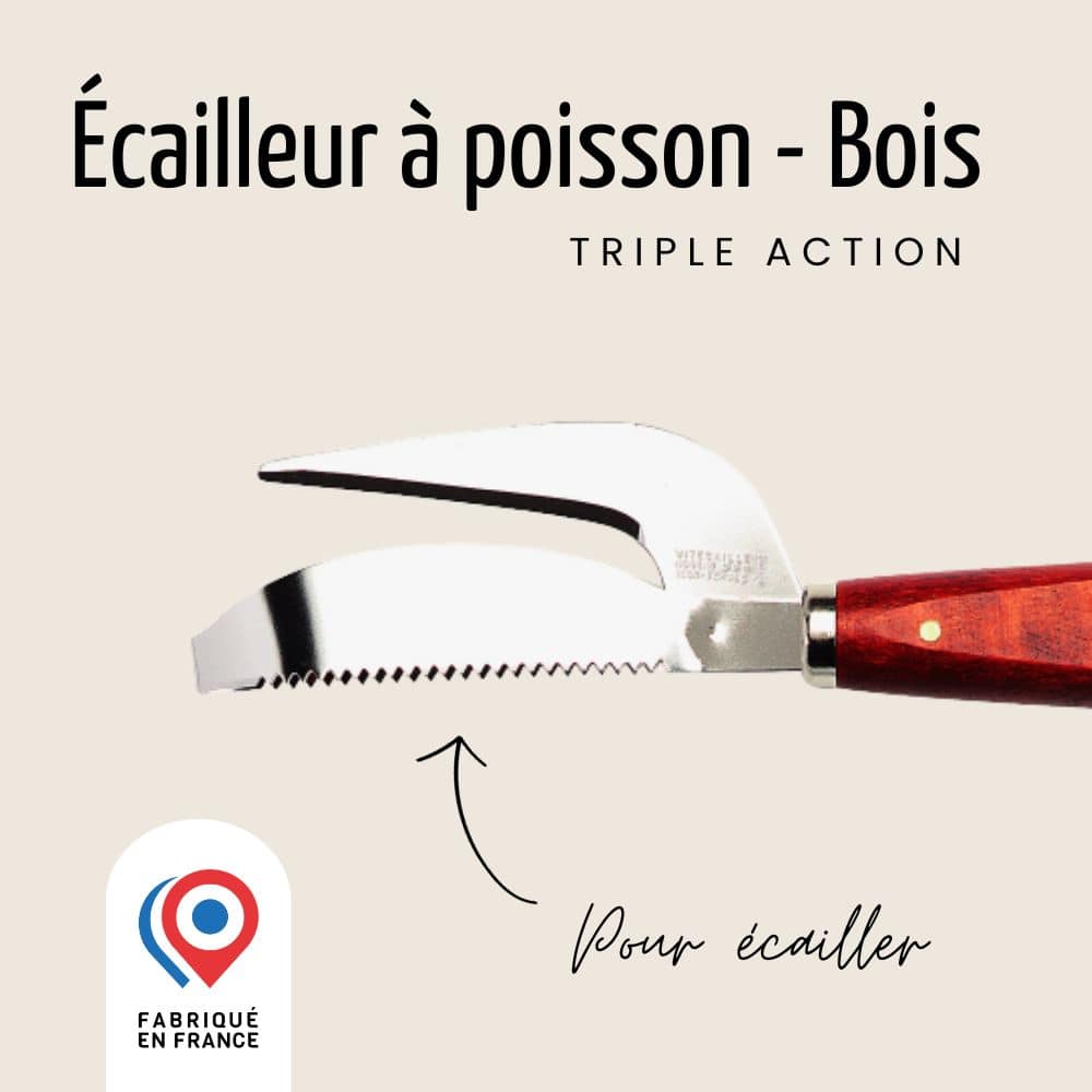 Écailleur à poisson en bois - Triple action