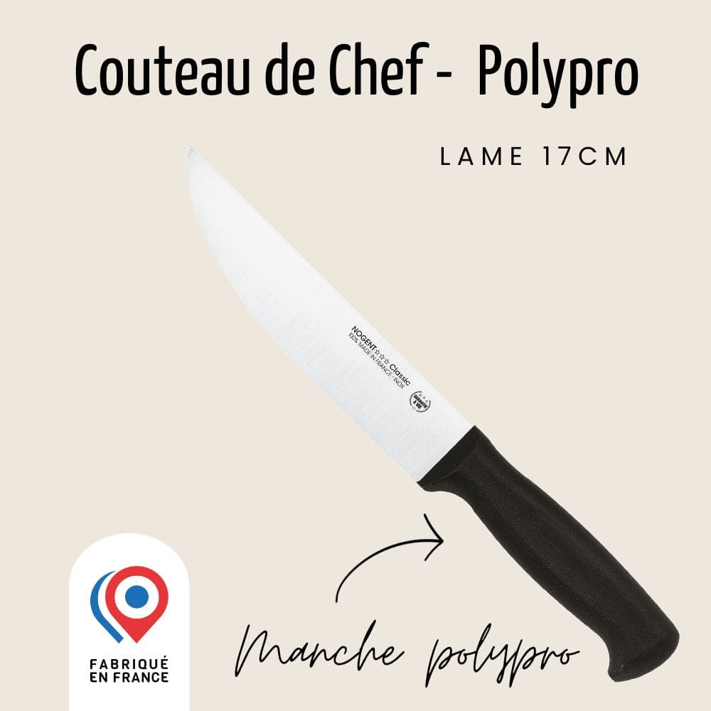 Couteau de Chef - Lame lisse 17cm - Noir | Classic Polypro