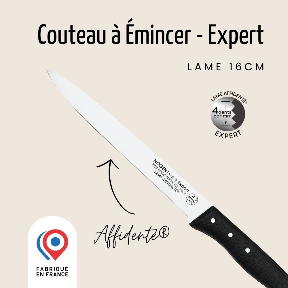 Couteau à émincer affidenté ® 4 dents au mm