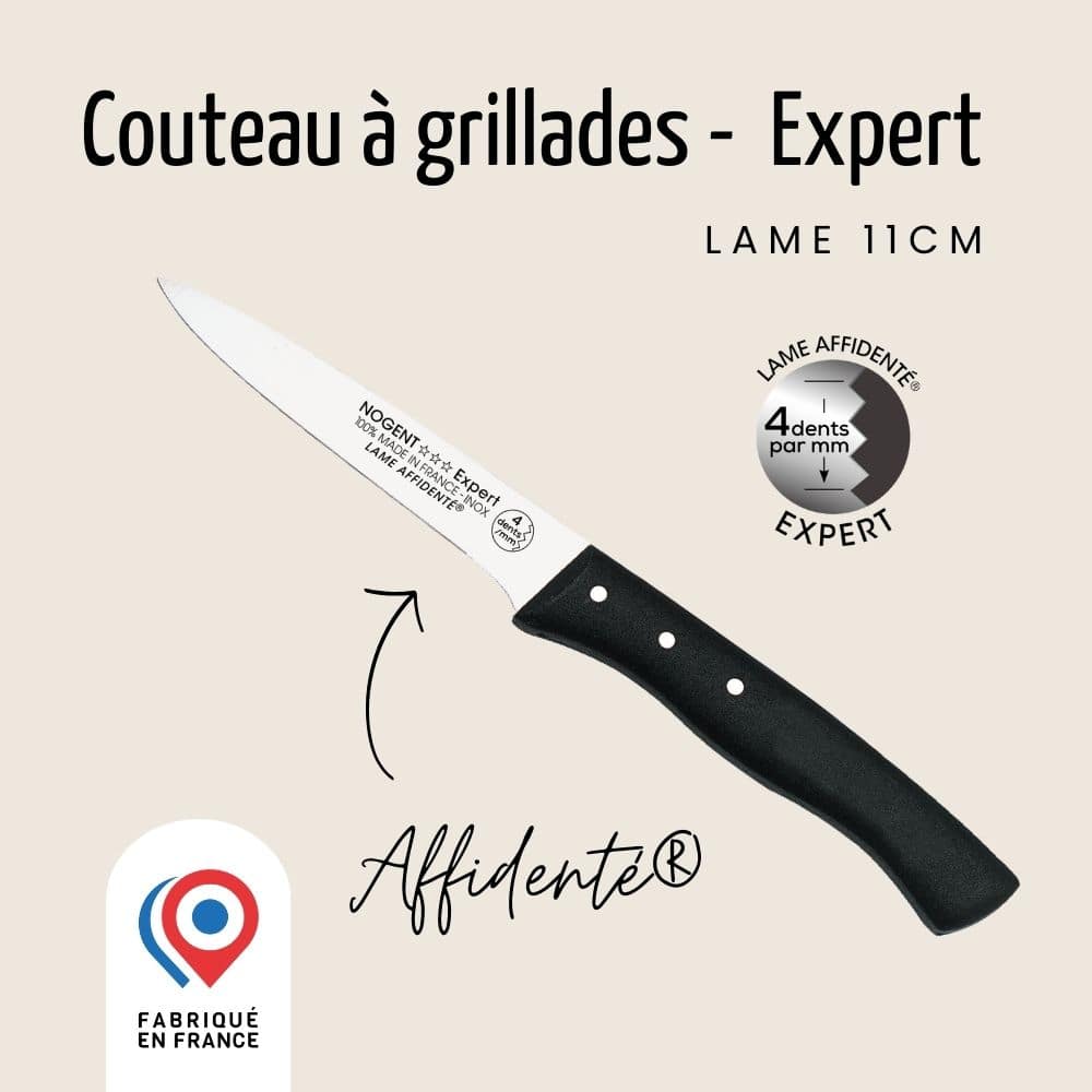Couteau steak - Noir - 11cm cranté - Classic pro - Nogent***