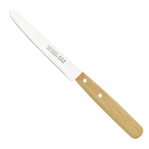 Couteau Tomate Bout Rond Cranté 1mm - Manche Bois Naturel | Nogent Iconic